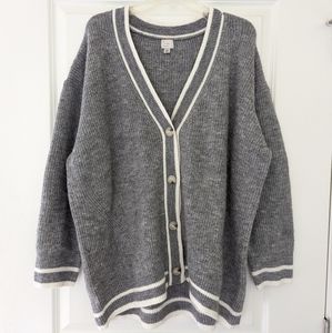 A New Day Womens Gray & White Slouchy Cardigan - XL